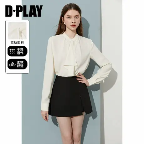 DPLAY2025年春季新款白色衬衫女法式宽松洋气流行雪纺衬衣上衣商品大图