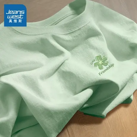 NOB真维斯短袖t恤女春夏季2025新款纯棉内搭打底衫多巴胺宽松上衣商品大图