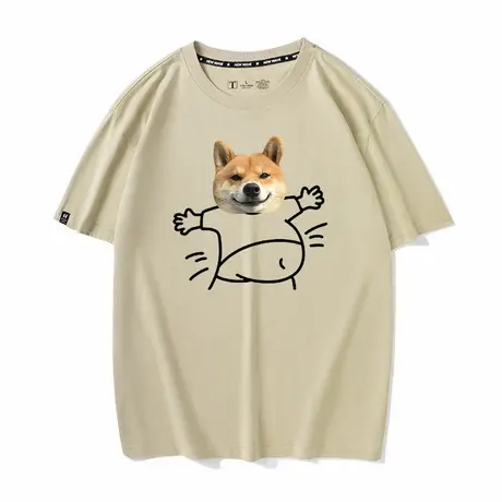 秀洛柴犬秋田犬啤酒肚肥宅喝酒衣服狗狗夏季短袖T恤男宽松体恤衫商品大图