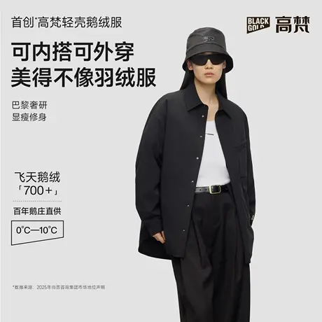 【高梵黑金鹅绒服】轻壳5.0女款2025年秋新款羽绒服翻领黑色外套商品大图
