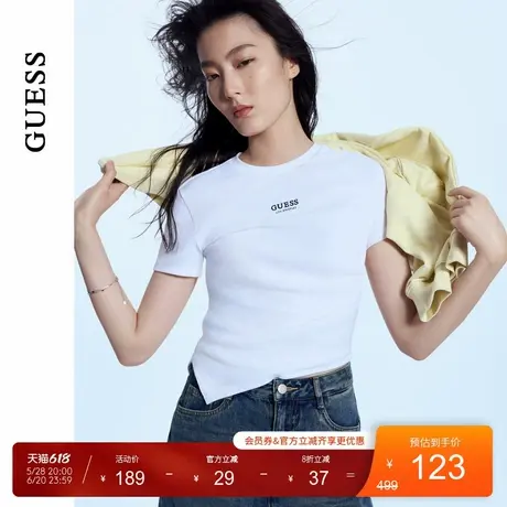 GUESS女士小心机侧面收腰短款短袖T恤-Q4PI34K2Q40图片