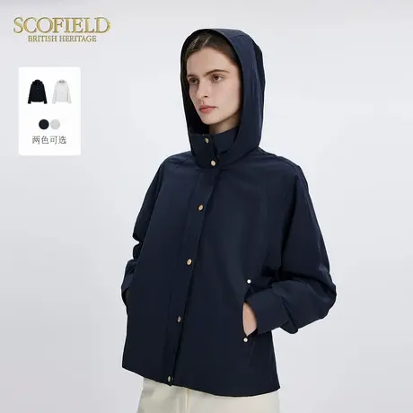 Scofield女装时尚休闲连帽短款风衣外套简约气质春季风衣外套商品大图