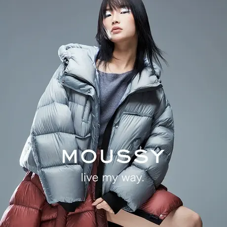 MOUSSY 春季新品女款做旧时尚连帽90%鸭绒羽绒服女028HAA30-2461图片
