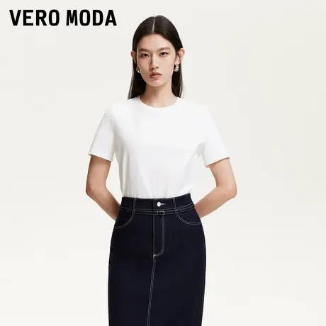 Vero Moda奥莱T恤女2025夏季新款字母钉珠装饰圆领短袖简约百搭图片