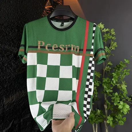 男士T恤短袖2025夏季新款汗衫冰丝速干小衫夏天薄款潮流男装半袖商品大图