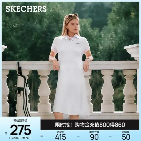 Skechers斯凯奇2025夏女新款POLO针织短袖连衣裙修身运动休闲裙子商品大图