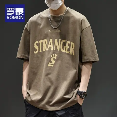罗蒙短袖夏季2025新款潮流T恤男士休闲宽松薄款半袖纯棉上衣服男商品大图