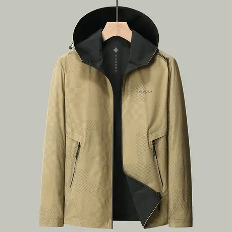 夹克外套男两面穿春秋季上衣新款冲锋衣服户外登山服运动休闲百搭商品大图