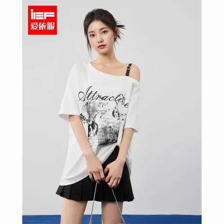 IEF/爱依服2025夏季新款美式甜酷个性辣妹气质通勤百搭五分袖T恤图片