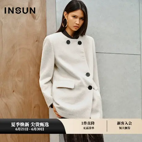 INSUN恩裳冬季多领型羊毛羊驼毛毛呢外套商品大图