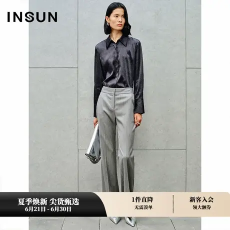 INSUN恩裳秋28MM弹力缎印花桑蚕丝衬衫商品大图