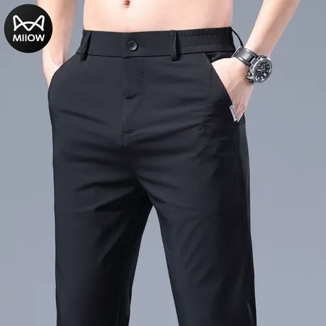猫人西裤子男款夏季薄款透气休闲裤时尚帅气小直筒修身百搭西装裤商品大图