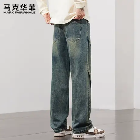 马克华菲夏季薄款牛仔裤男士2025新款潮牌日系复古直筒宽松长裤X图片