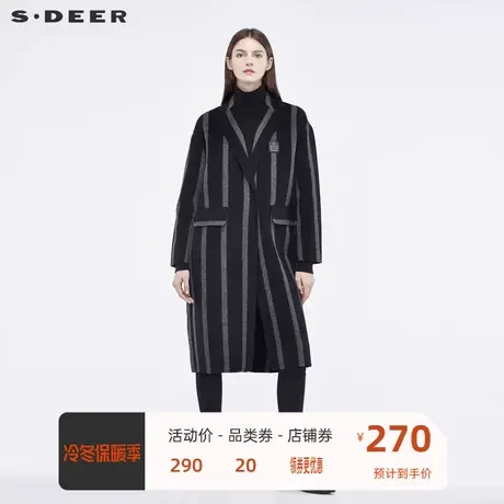 sdeer圣迪奥女风衣大衣流畅剪裁后衩设计时尚H廓形大衣S18481815📟商品大图