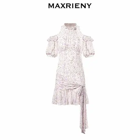 【奥莱】MAXRIENY法式玫瑰印花连衣裙系带仙美裙子商品大图