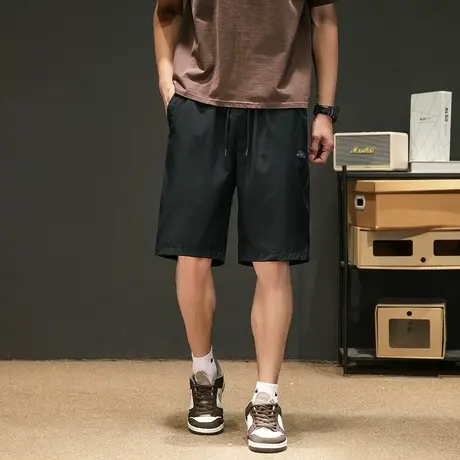 唐狮夏季新款男士休闲短裤抽绳五分裤宽松运动直筒裤子小细节图片