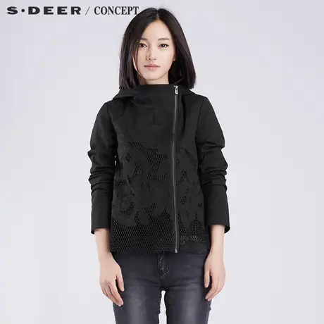 sdeer圣迪奥2018春装女装立领修身显瘦外套上衣S16382290图片