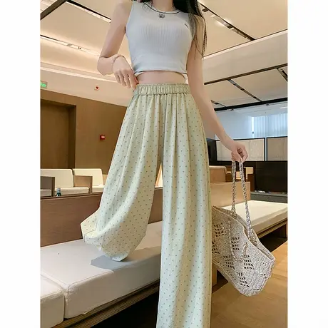 时尚气质休闲裤2025年夏季新款女高腰显瘦宽松百搭直筒阔腿长裤图片