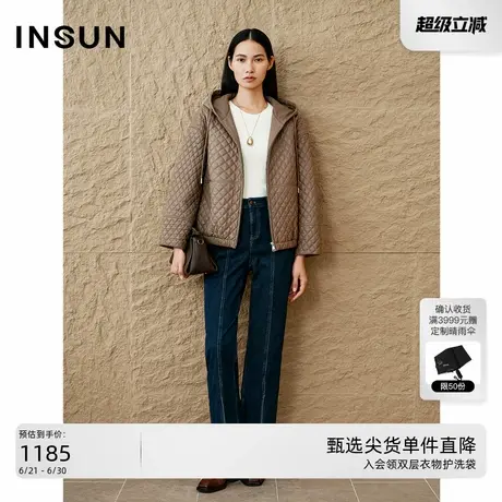 「巴恩风」INSUN恩裳专选2024冬季雅丹风菱格绗线绵羊皮皮衣图片