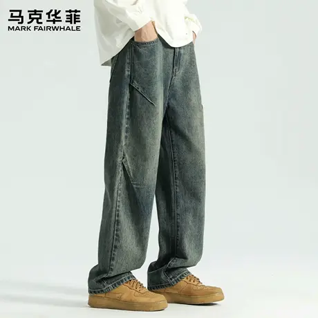 马克华菲裤子男款美式高街牛仔裤2025新款宽松直筒夏季薄款长裤X图片