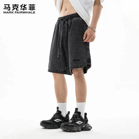 马克华菲牛仔短裤男士夏季2025新款美式高街中裤潮牌五分裤子男X图片