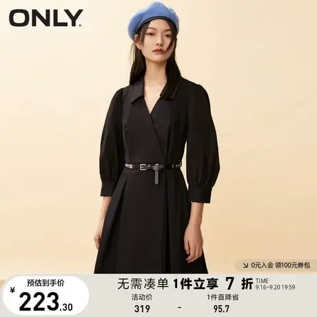 ONLY奥莱夏季休闲收腰A字显瘦长袖衬衫连衣裙女商品大图