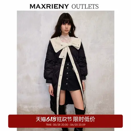 【奥莱】MAXRIENY名媛千金小香风羽绒服长款蝴蝶结廓形外套女图片