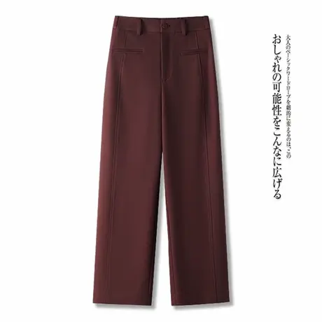 拉夏贝尔安哥拉红2024春秋季新款小个子镰刀裤女今年流行休闲裤子商品大图