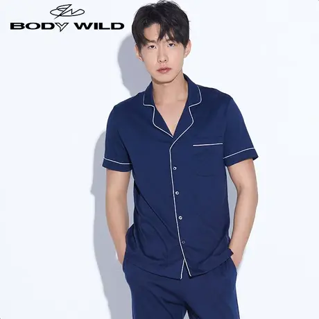 BODY WILD宝迪威德悠棉家居翻领开襟男士基础短袖上衣ZBN41MM1图片