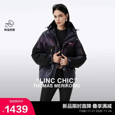 LINC金羽杰短款羽绒服女冬季2023新款无性别拼接赛车感面包服1290商品大图