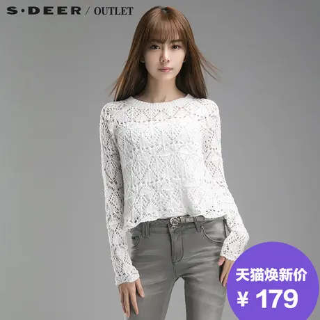 【清仓】sdeer圣迪奥圆领镂空毛衣针织衫S15183569图片