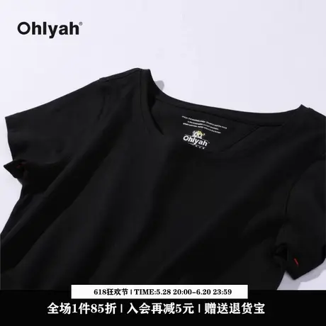Ohlyah设计师原创卡通品牌简约显瘦收腰正肩短袖T恤女夏季新款ins图片