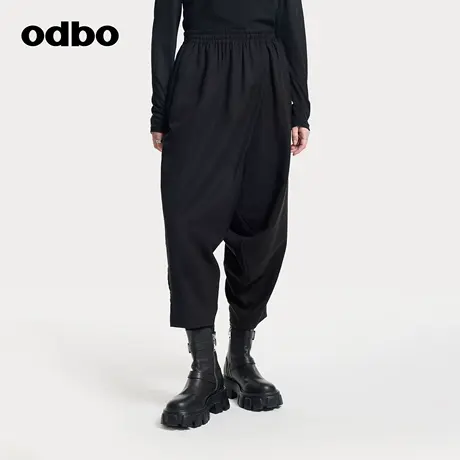 odbo/欧迪比欧裤子女2025新款夏季百搭时尚休闲裤交叉叠搭八分裤商品大图