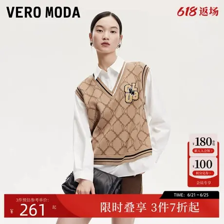 Vero Moda衬衫24秋假两件拼接老花印花字母贴布绣粘花324351004商品大图