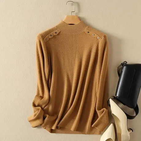 半高领毛衣女春装内搭新款韩版宽松套头加厚外穿长袖针织打底衫女图片