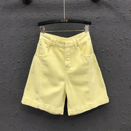 多巴胺五分牛仔裤女2025夏季新款ins甜酷休闲高腰显瘦阔腿裤热裤图片