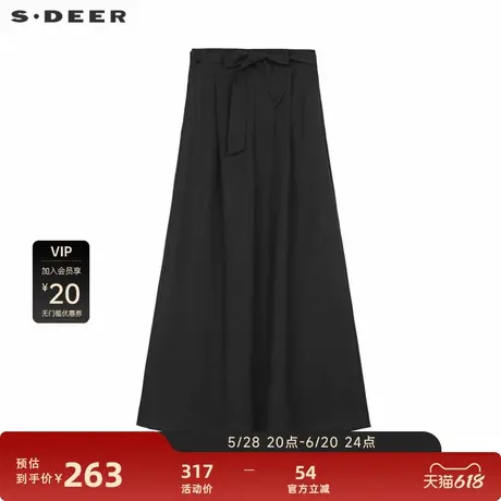 sdeer圣迪奥女装OL风松紧系带压褶阔腿长裤S241Z0810图片
