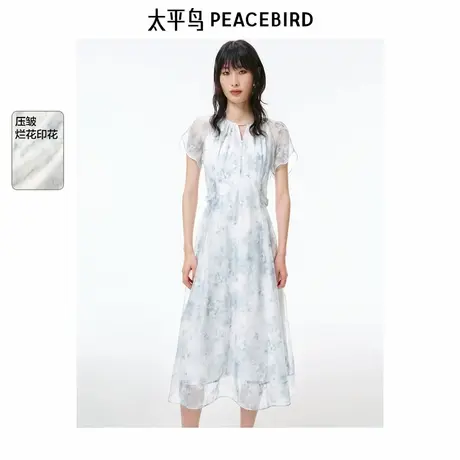 【商场同款】太平鸟慵懒度假连衣裙2025夏新款碎花长裙A1FAF2262图片