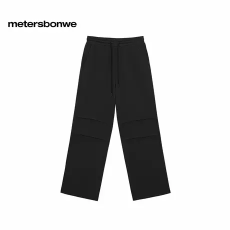 美特斯邦威休闲裤男2025秋季新款宽松阔腿伞兵裤抽绳简约直筒长裤图片