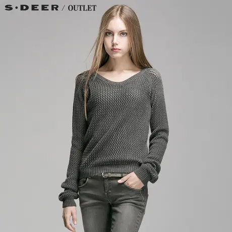 s.deer【新品】圣迪奥专柜正品女装宽松镂空钩花针织衫S14383588图片