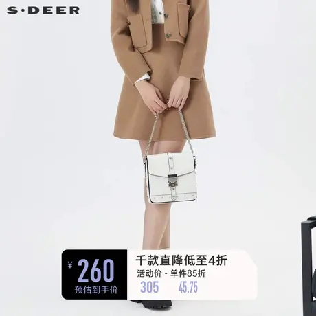 sdeer圣迪奥女装通勤风套装复古A字毛呢短裙S234Z1301商品大图