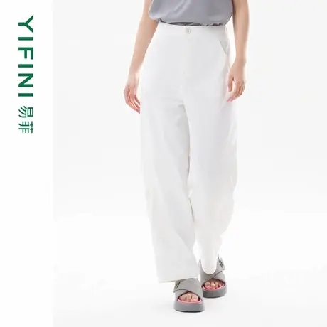 [专柜同款]Yinifi/易菲工装风休闲白色长裤夏装新款直筒裤商品大图