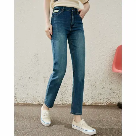 a02高腰休闲百搭经典款烟管裤2025春季街头风简约设计女式牛仔裤图片