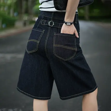 高腰a字牛仔短裤女夏季薄款五分裤阔腿裤子显瘦直筒中裤6分小个子商品大图