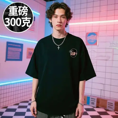 【100%纯棉】大码男装重磅短袖T恤美式潮牌加肥加大码胖子半截袖图片