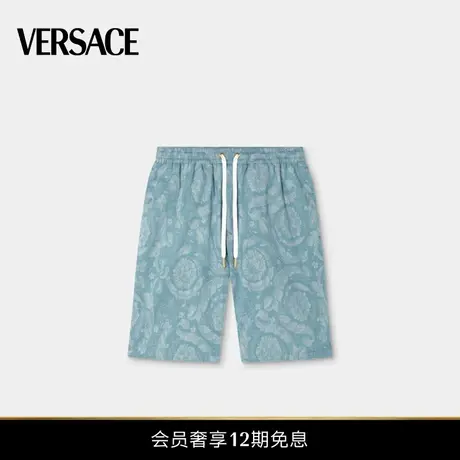 【早秋新品】VERSACE/范思哲 男士Barocco提花青年布丹宁短裤商品大图