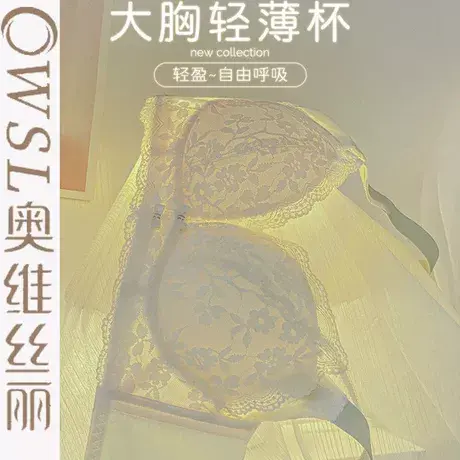 大胸显小内衣女夏季超薄款文胸无钢圈收副乳防下垂文胸罩商品大图