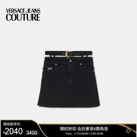 【限时优惠】VERSACE JEANS COUTURE 女士Baroque搭扣丹宁迷你裙图片