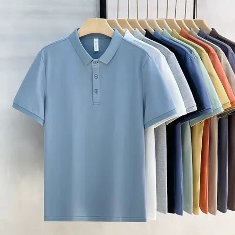 凉感冰丝索罗娜纯色polo衫短袖男士2025新款春季翻领有领保罗t恤商品大图