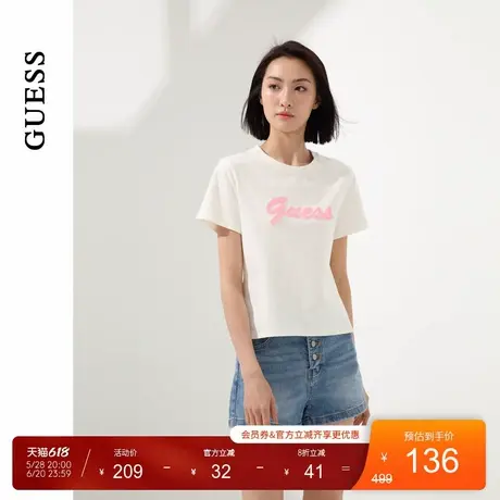 GUESS女士黑粉白粉撞色芭比搭配T恤短袖-Q4PI09K2Q40图片